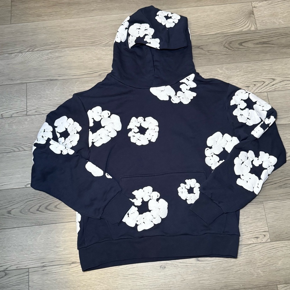 Denim Tears The Cotton Wreath Hoodie Sweatshirt Men's Small/Woman Medium Blue